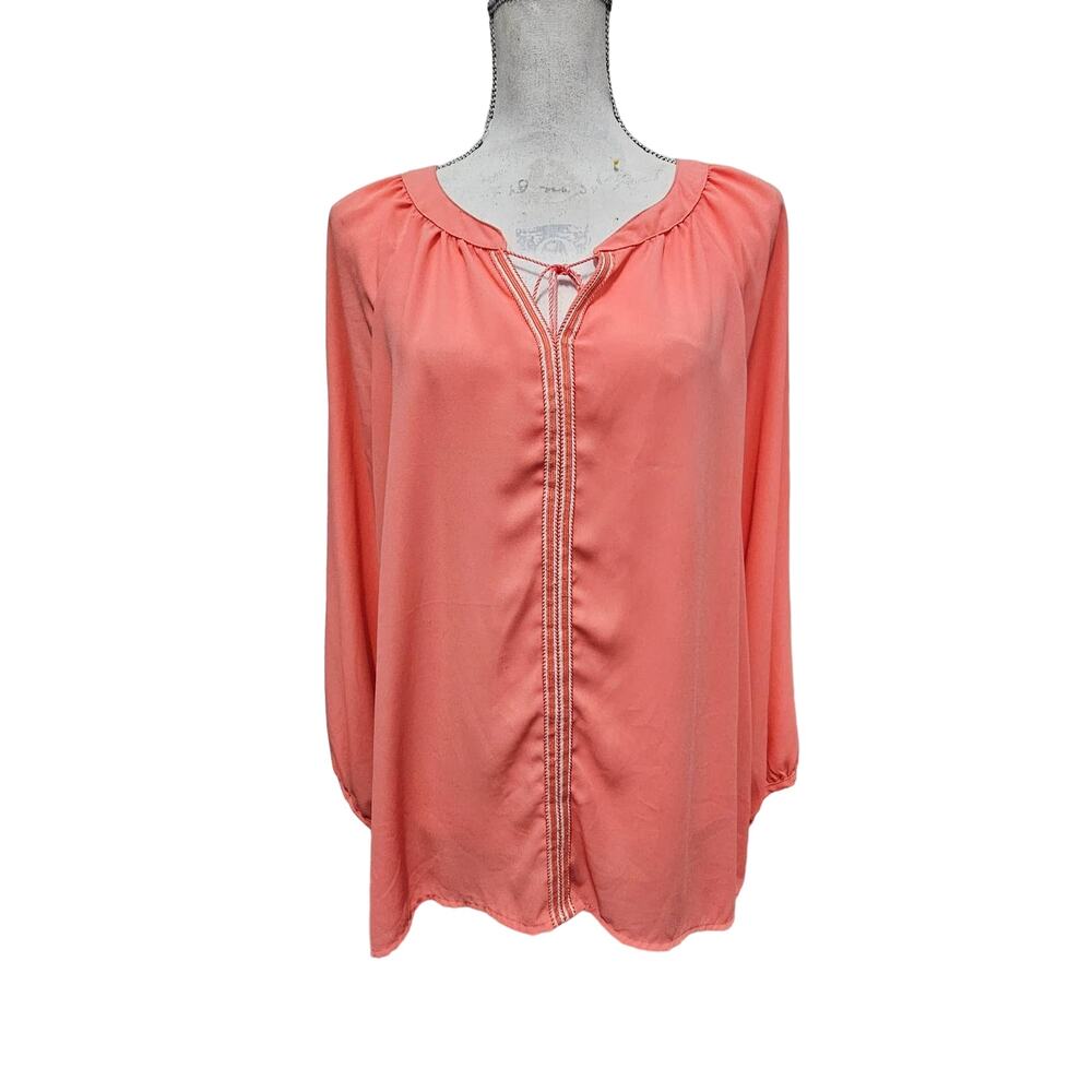 Dept222 Coral Long Sleeve Blouse Size L